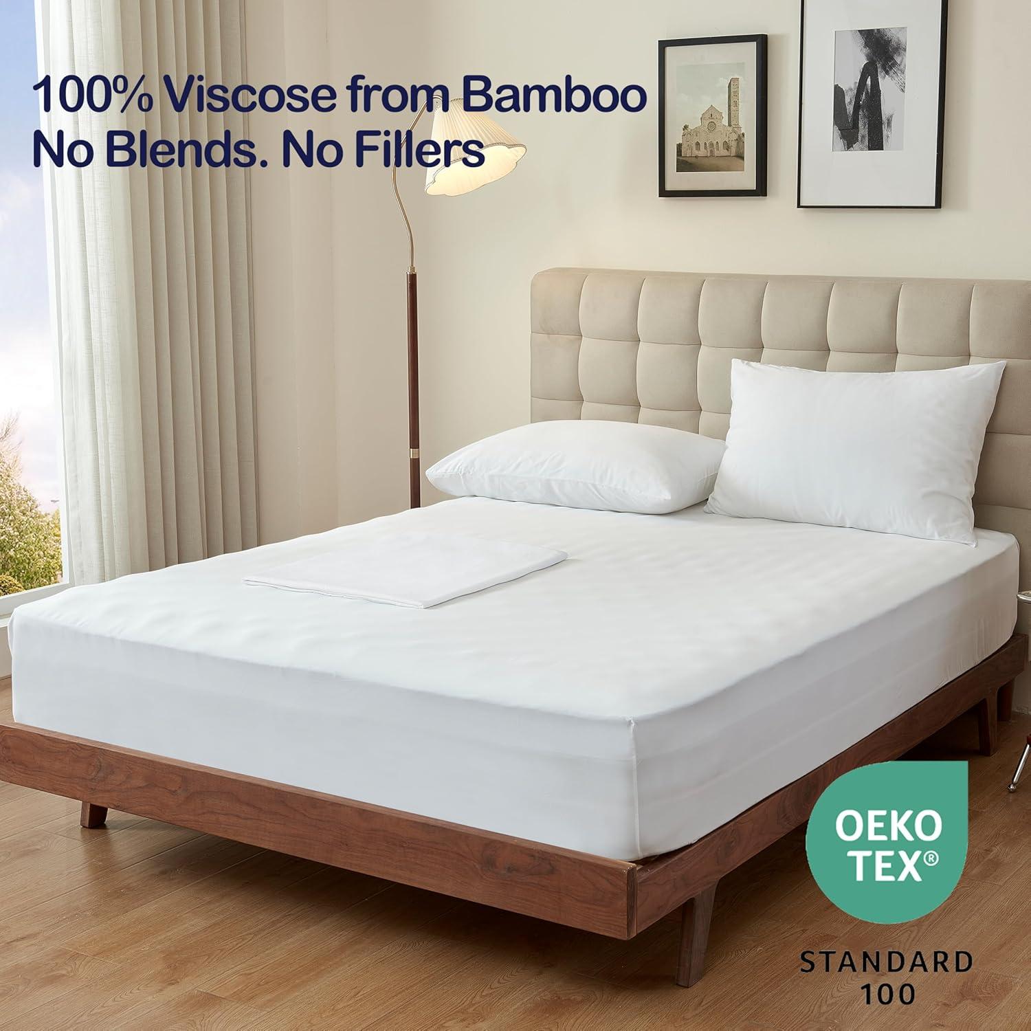 Sábana Ajustable King Tensoboo 100% Viscosa Bambú Blanco 40.6cm