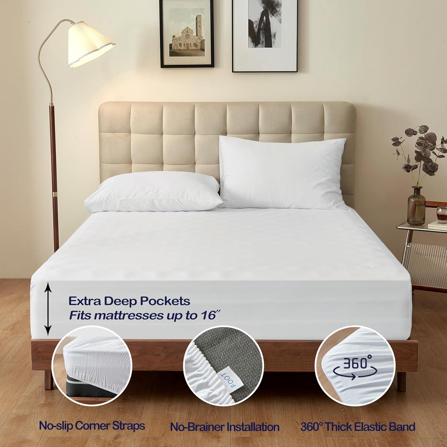 Sábana Ajustable King Tensoboo 100% Viscosa Bambú Blanco 40.6cm