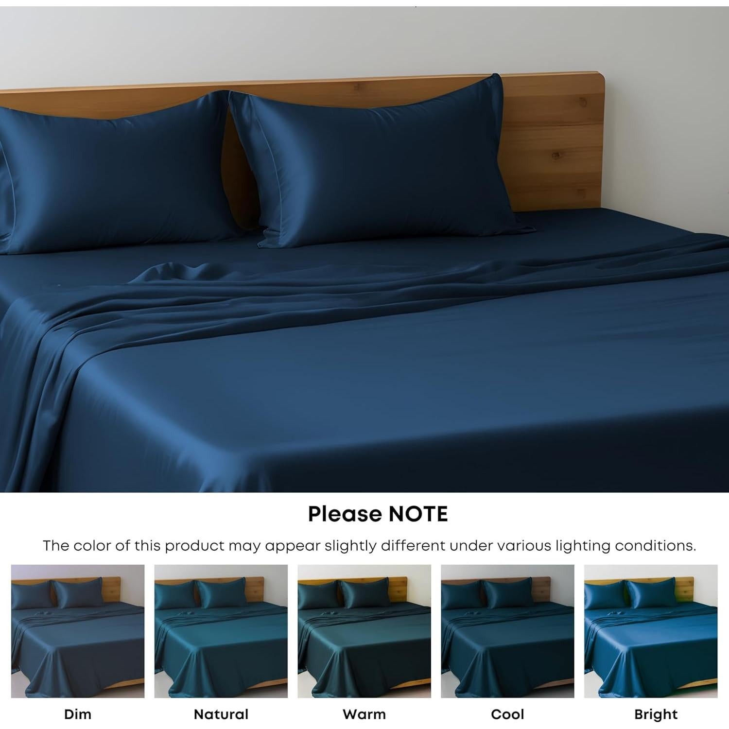 Sábana Plana Queen Linenwalas - Rayón de Bambú Azul Marino