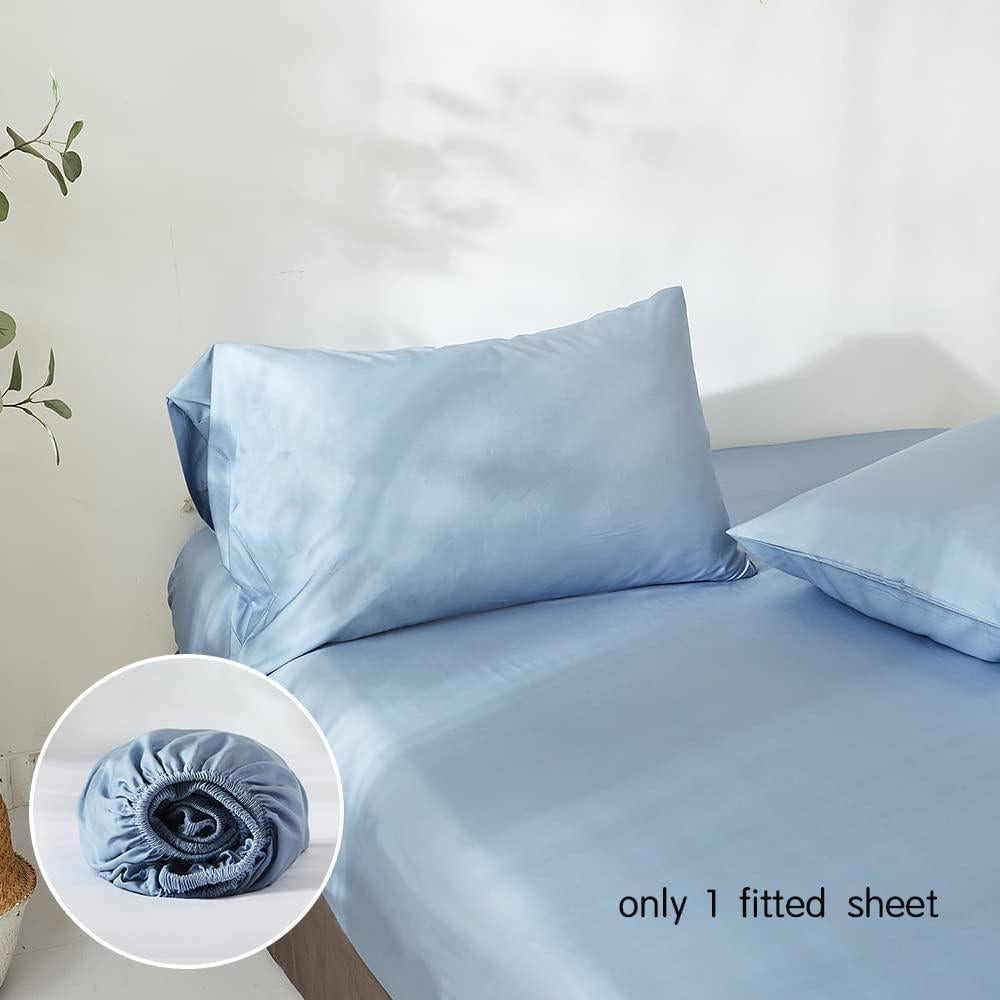 Sábana Ajustable Rey Simple&Opulence 100% Viscosa Bambú Azul Cielo