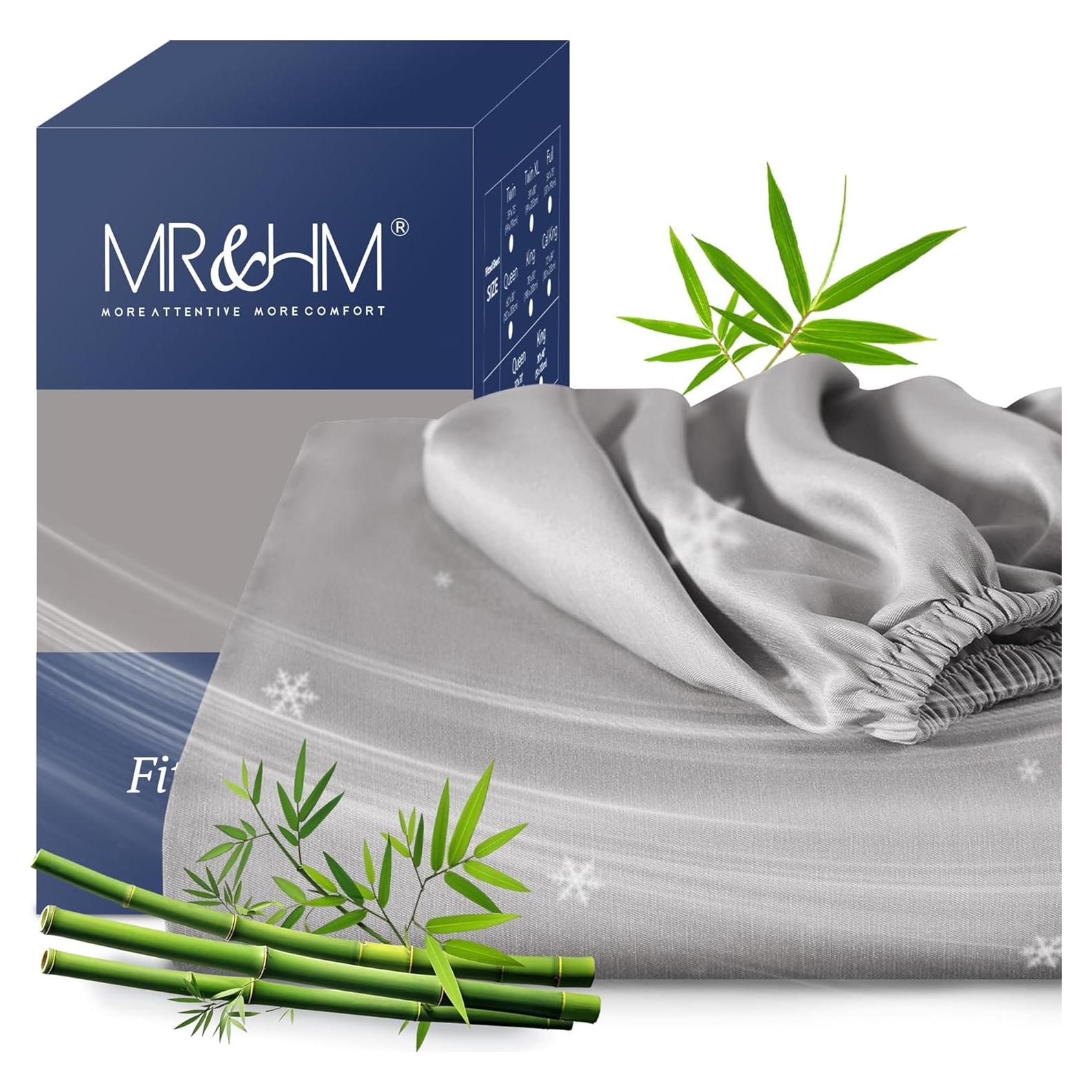 Sábana Ajustable King MR&HM Gris Plateado 30% Rayón Bambú