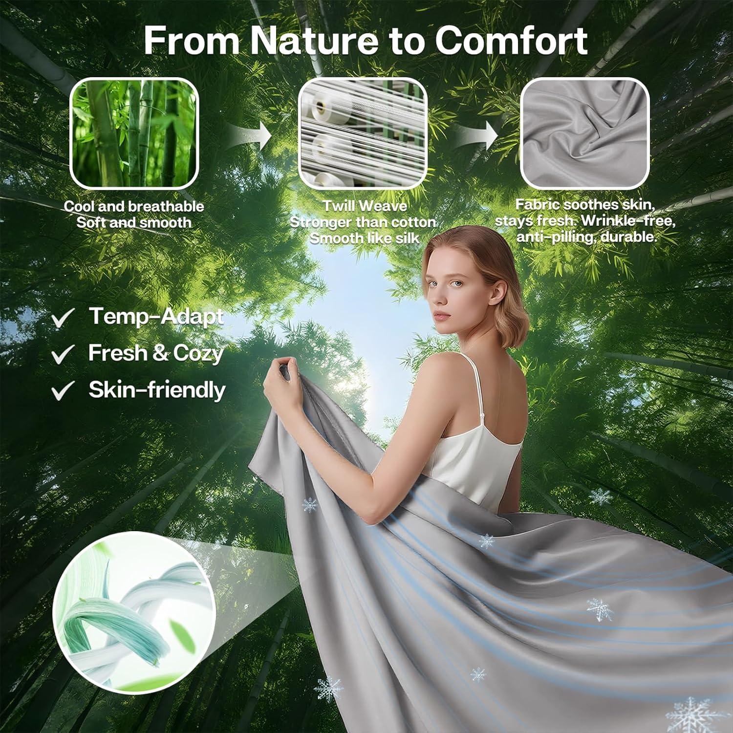 Sábana Ajustable King MR&HM Gris Plateado 30% Rayón Bambú