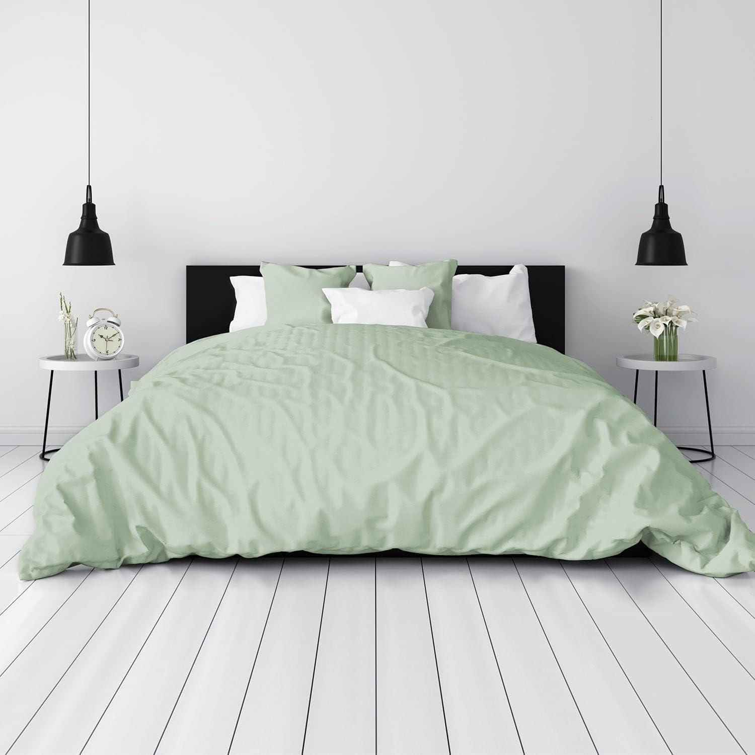 Funda de Edredón King Tafts 3 Piezas Viscosa Bambú Verde Salvia