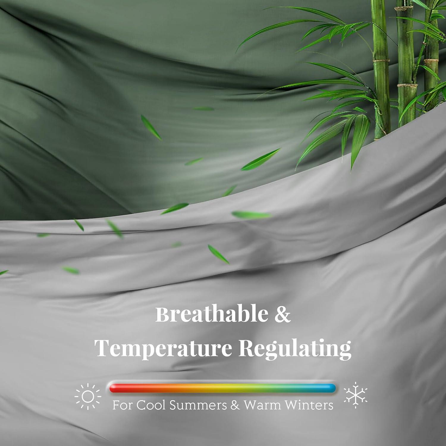 Juego de Funda de Edredón King 3 Piezas Viscosa Bambú Gris Claro