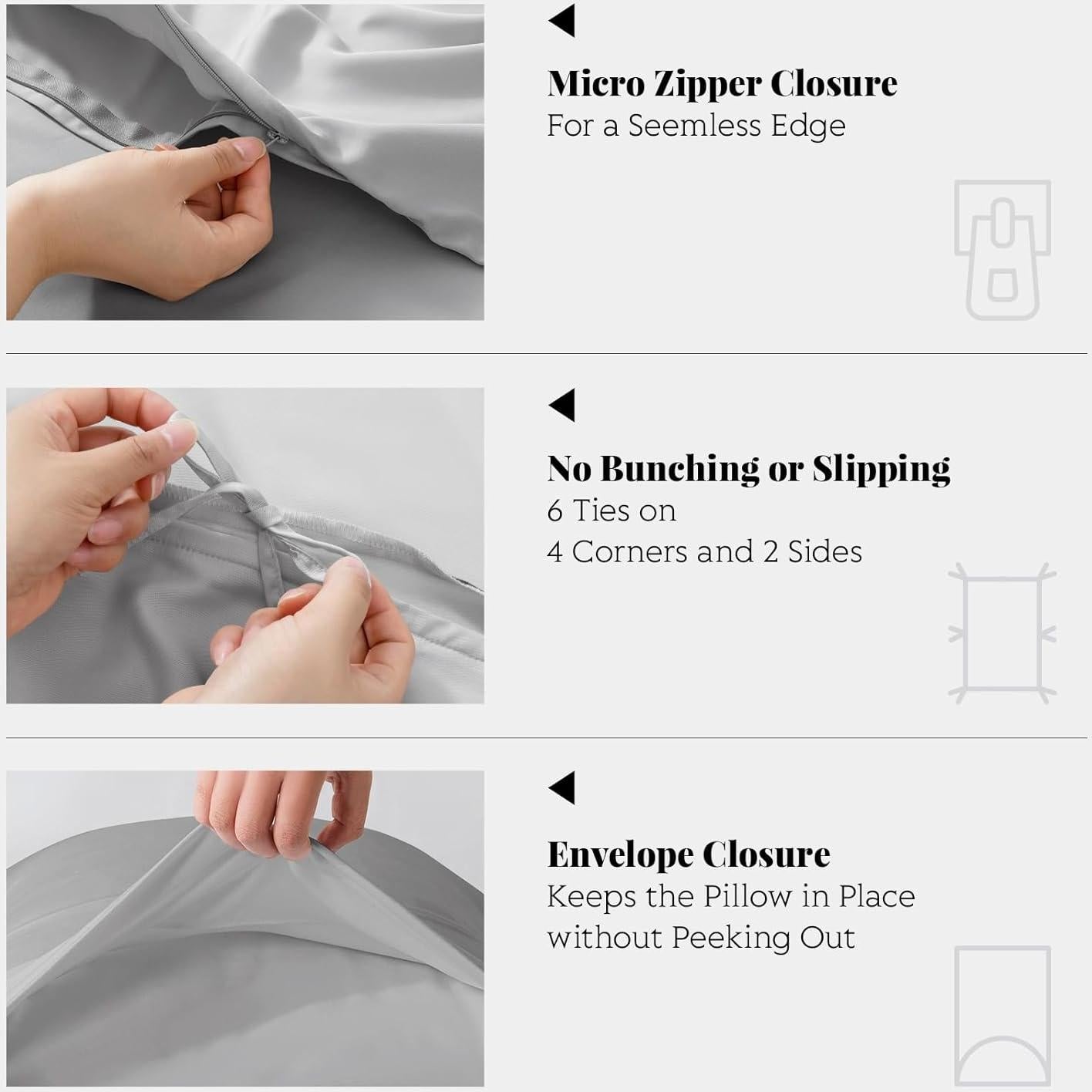 Juego de Funda de Edredón King 3 Piezas Viscosa Bambú Gris Claro