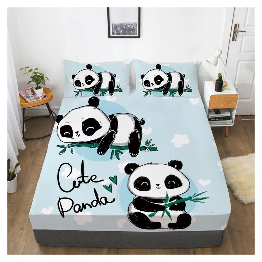 Conjunto de Sábanas Queen Wajade Panda 3D Microfibra 3 Piezas