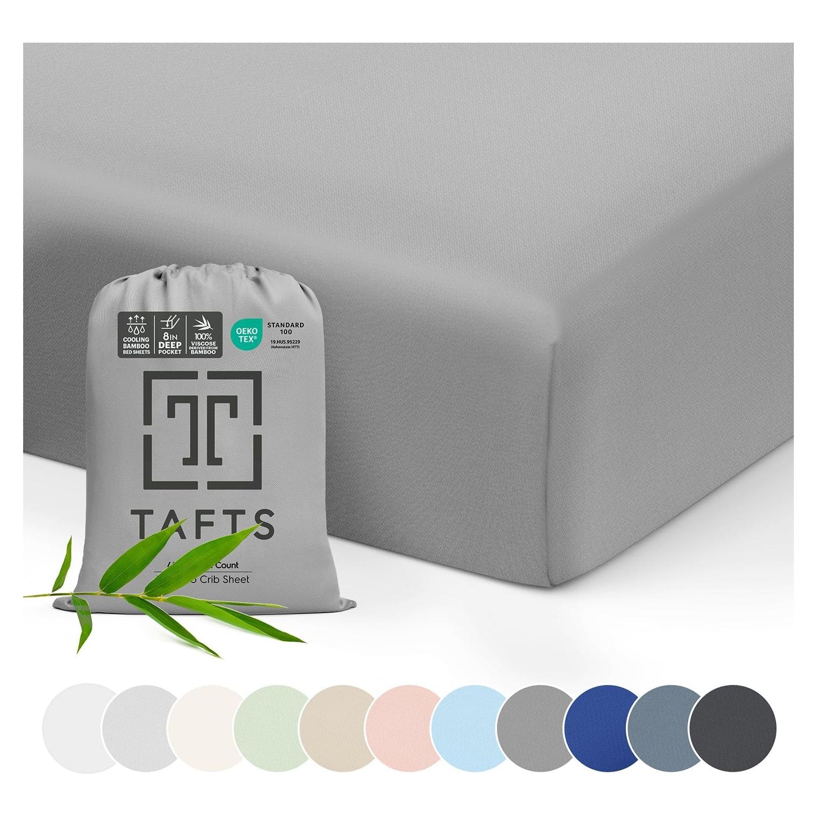 Sábanas para Cuna Tafts 100% Viscosa Bambú 71x132 cm Gris