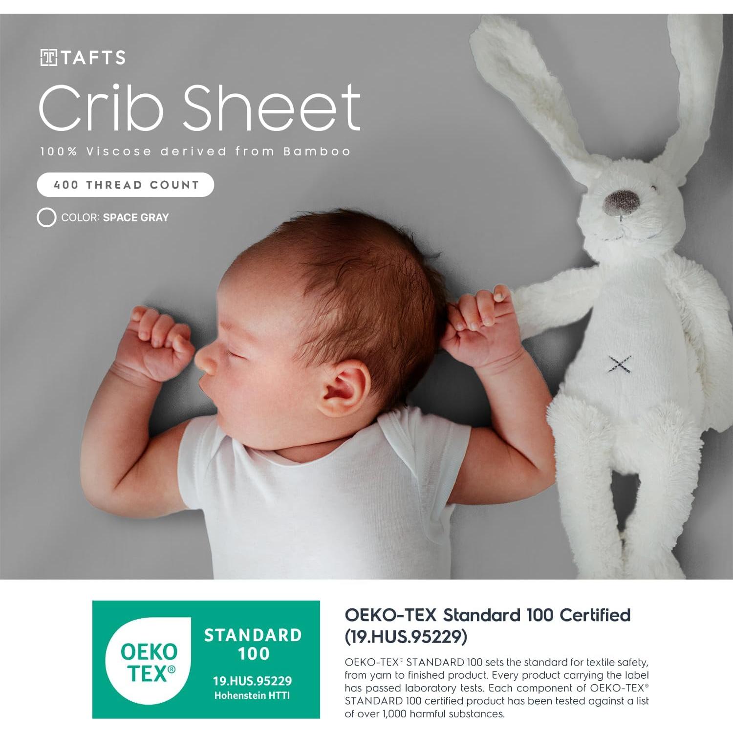 Sábanas para Cuna Tafts 100% Viscosa Bambú 71x132 cm Gris