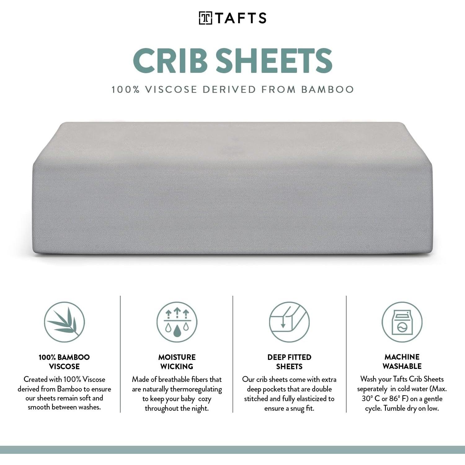 Sábanas para Cuna Tafts 100% Viscosa Bambú 71x132 cm Gris