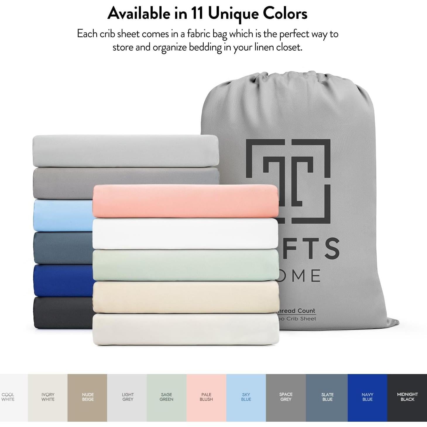 Sábanas para Cuna Tafts 100% Viscosa Bambú 71x132 cm Gris