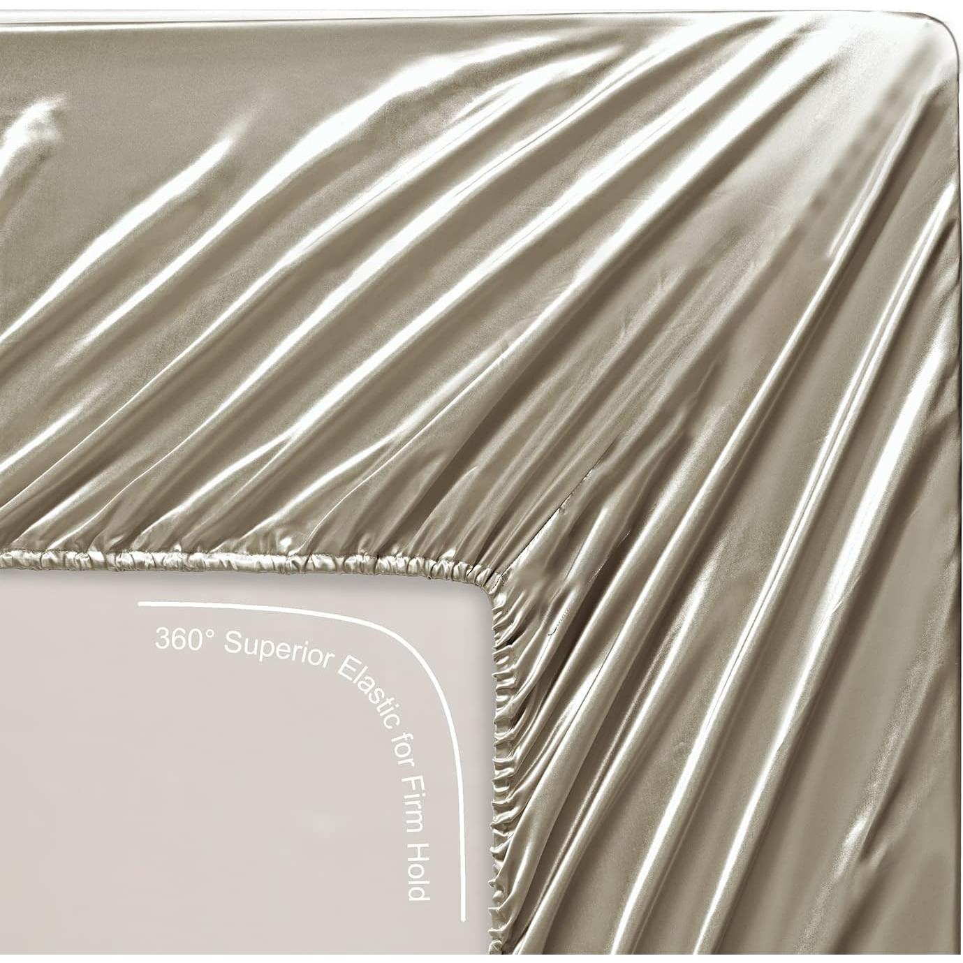 Juego de Sábanas de Satén Lanest Housing King Taupe 400 Hilos