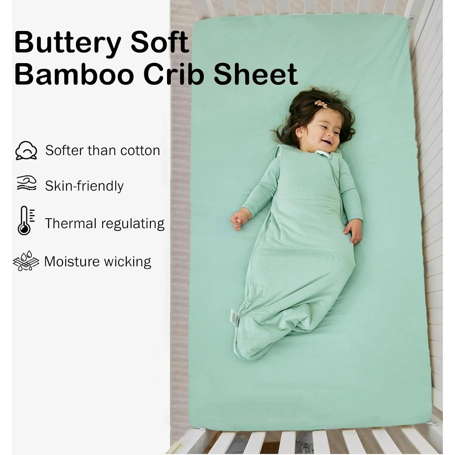 Sábana de Cuna BubblePanda 132x71 cm Rayón Bambú Salvia