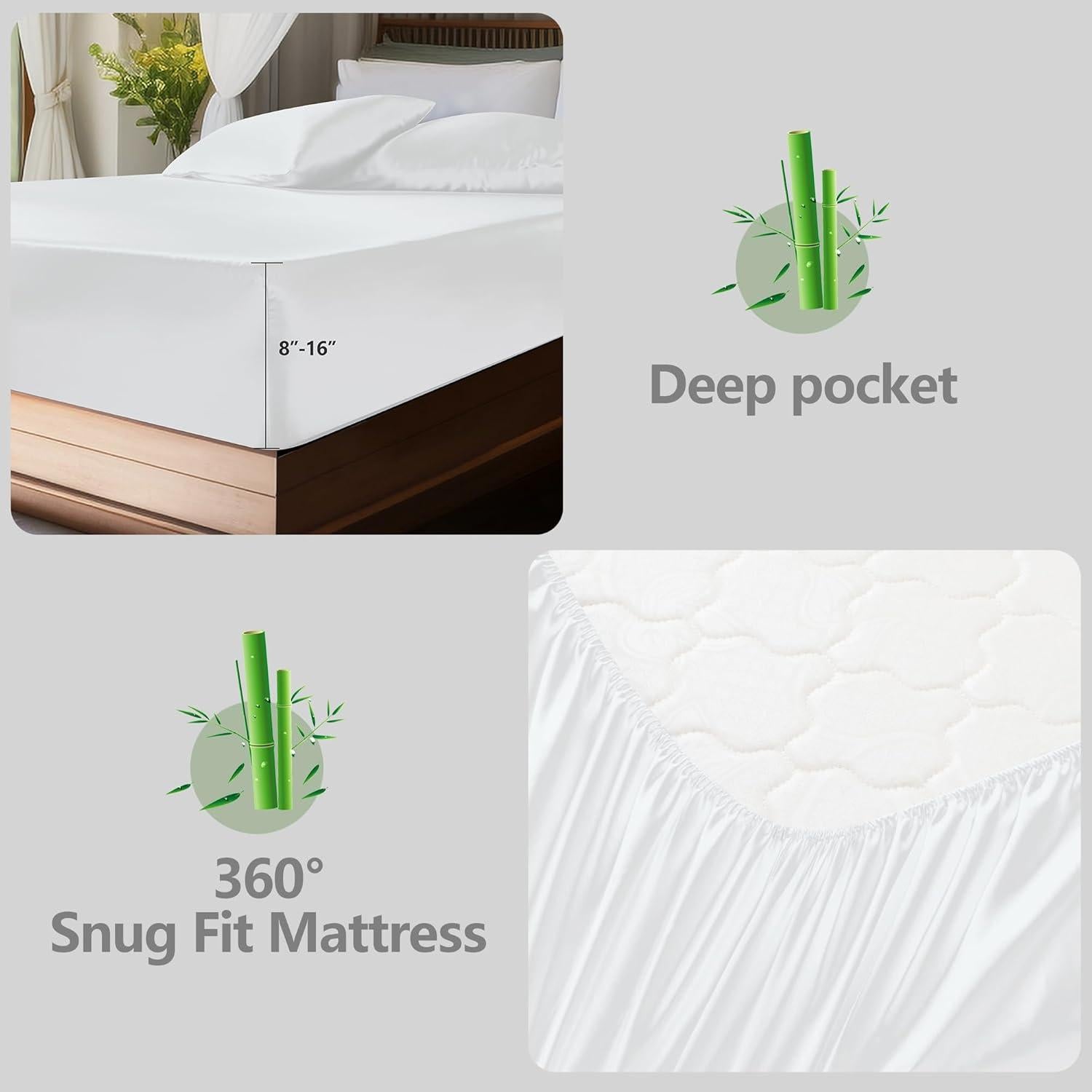 Juego de Sábanas King Shunjie.Home 4 Piezas Viscosa Bambú 400 TC