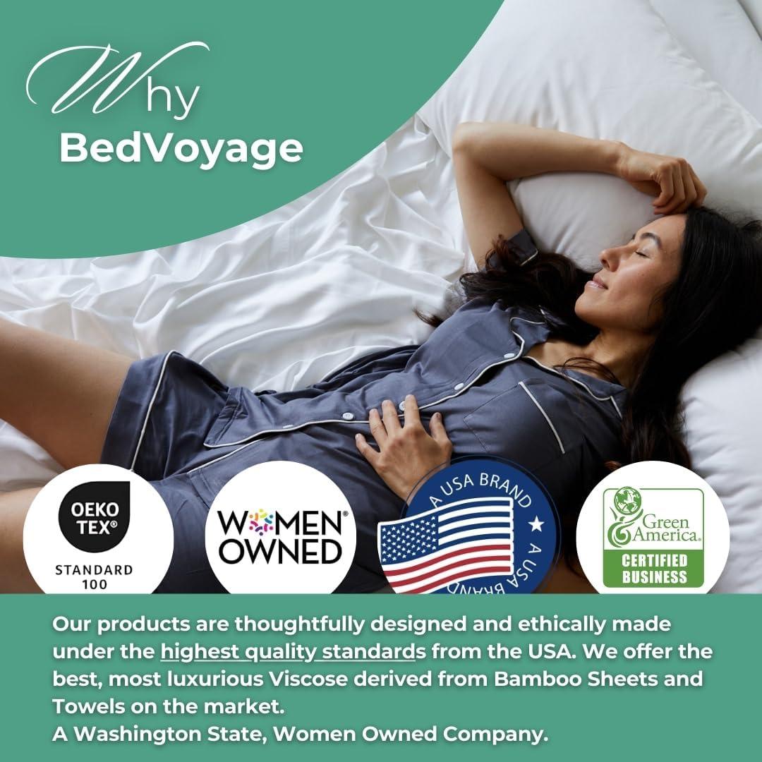 Juego de Sábanas Queen BedVoyage 100% Viscosa de Bambú Blanco