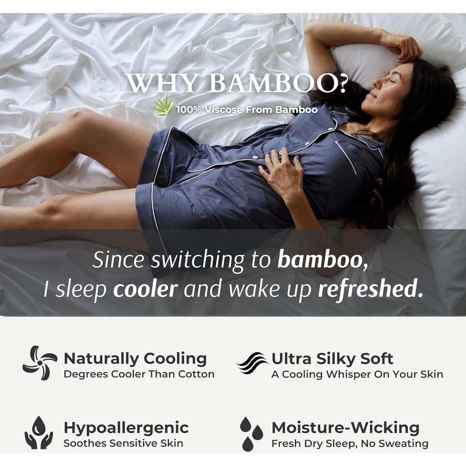 Juego de Sábanas Queen BedVoyage 100% Viscosa de Bambú Blanco