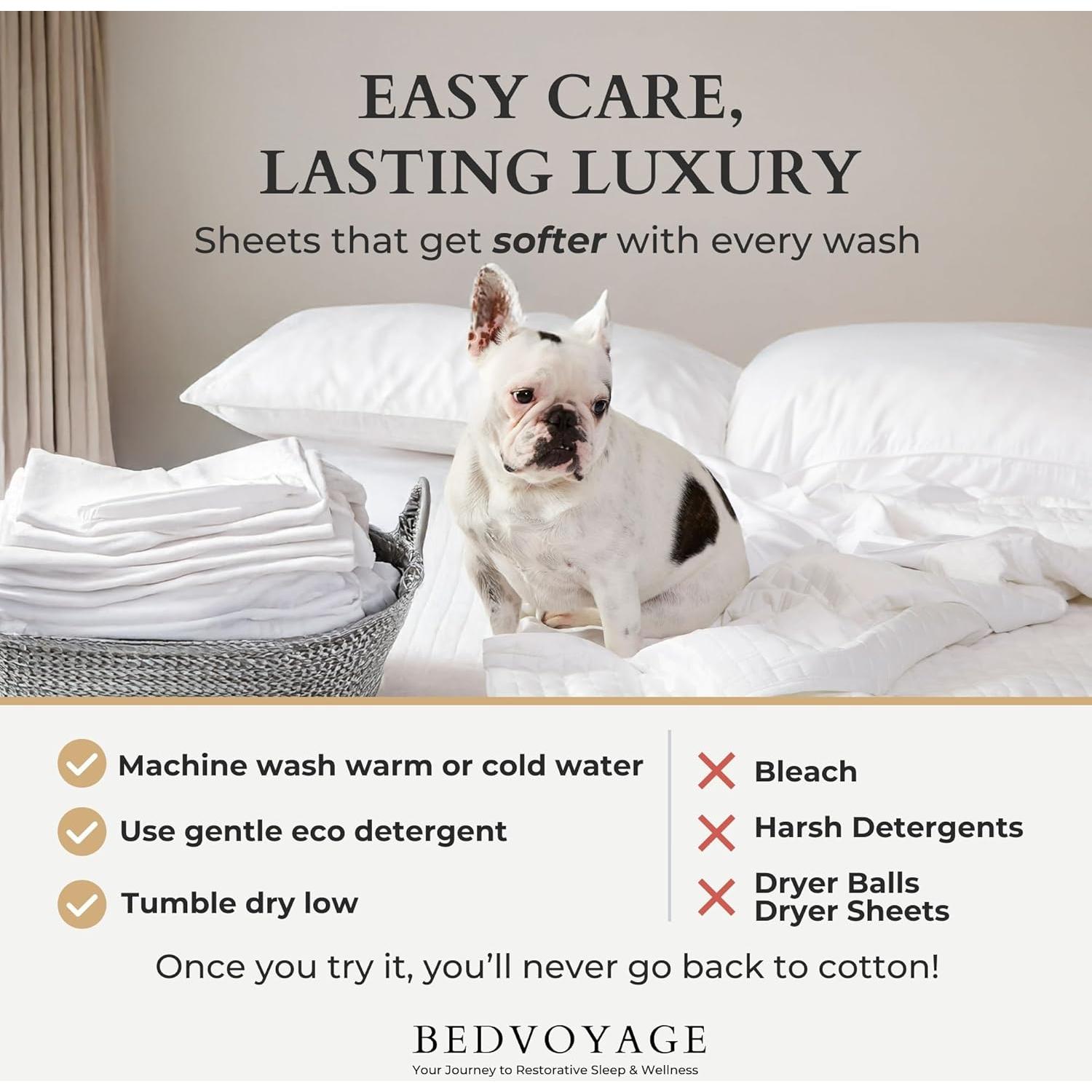 Juego de Sábanas Queen BedVoyage 100% Viscosa de Bambú Blanco