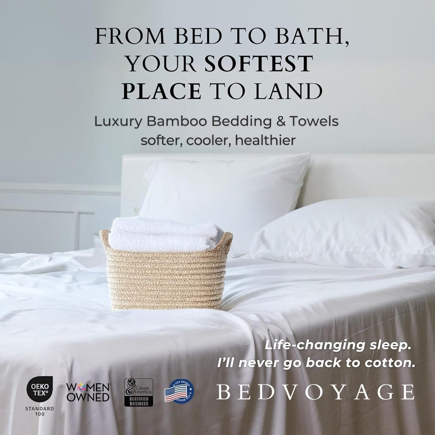 Juego de Sábanas Queen BedVoyage 100% Viscosa de Bambú Blanco