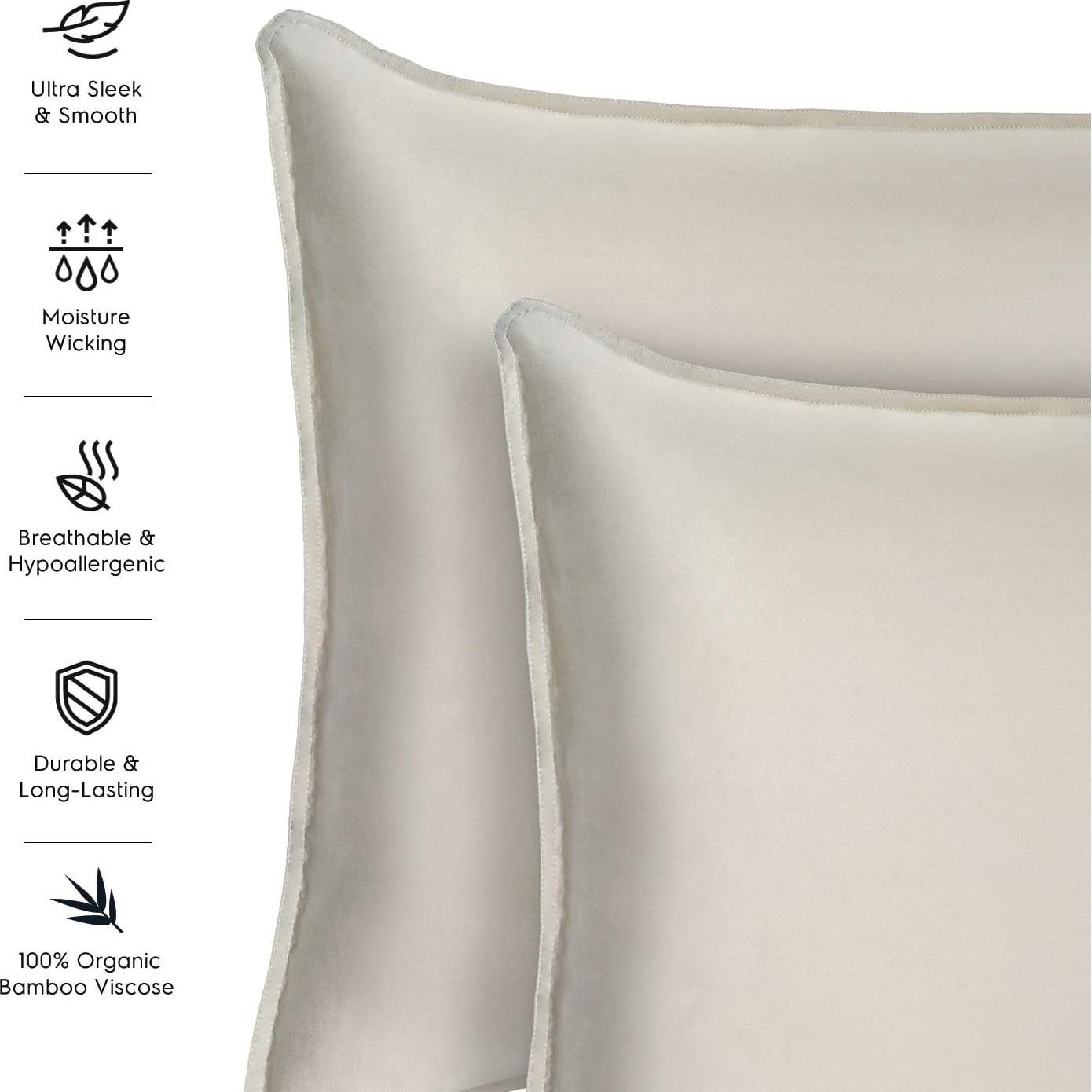 Funda de Edredón Queen Tafts 3 Piezas Viscosa Bambú Beige