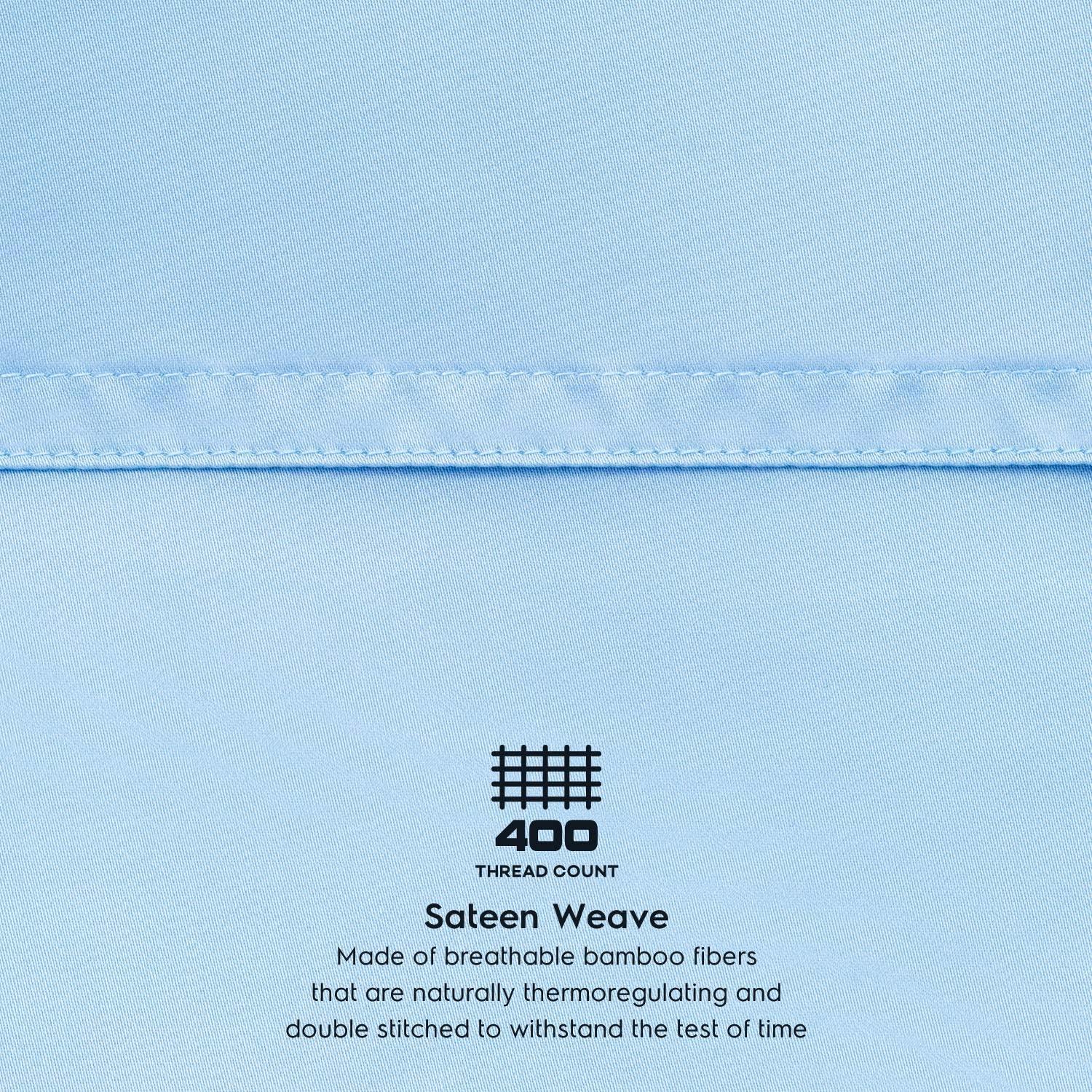 Funda de Edredón King Tafts 3 Piezas Viscosa Bambú Azul Cielo