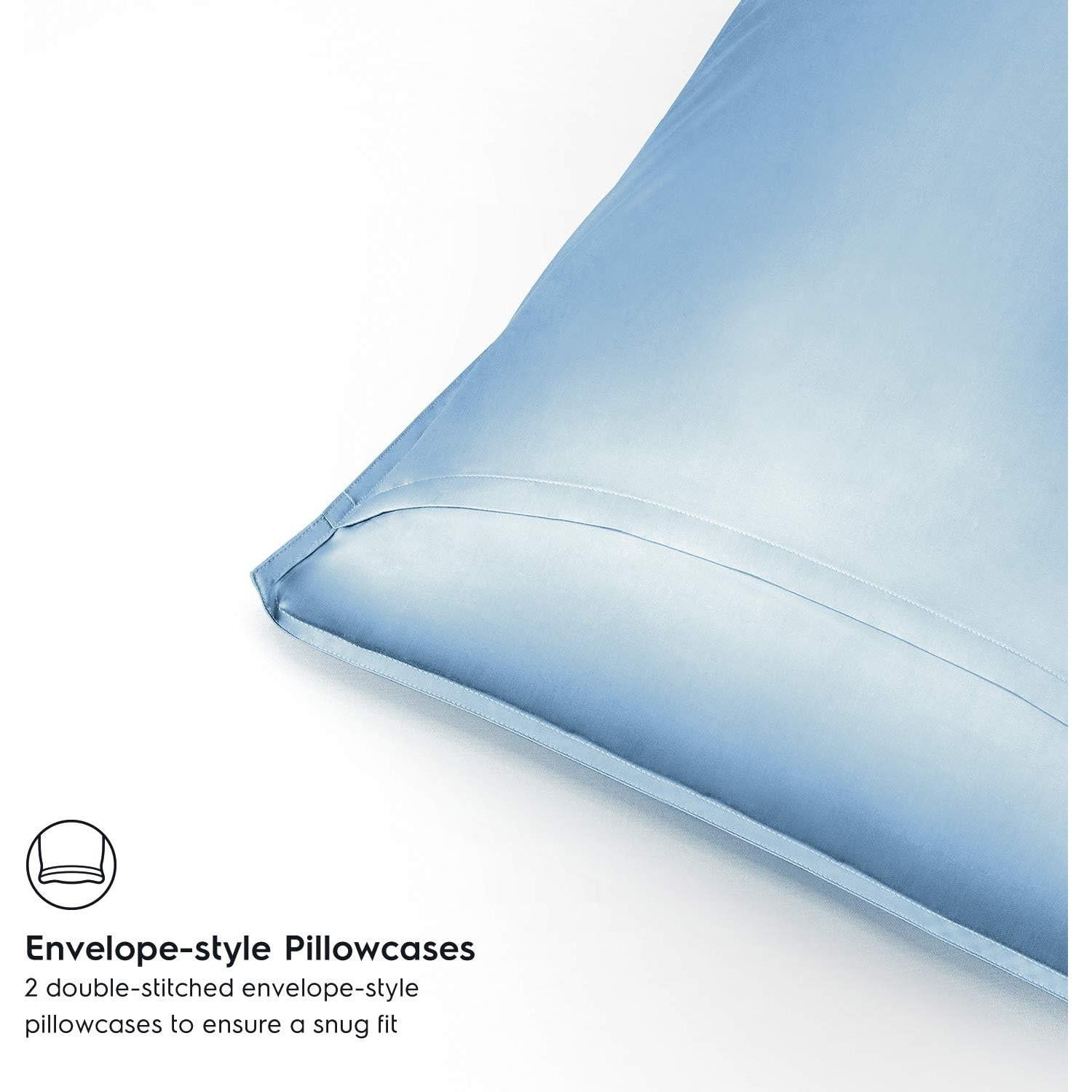 Funda de Edredón King Tafts 3 Piezas Viscosa Bambú Azul Cielo