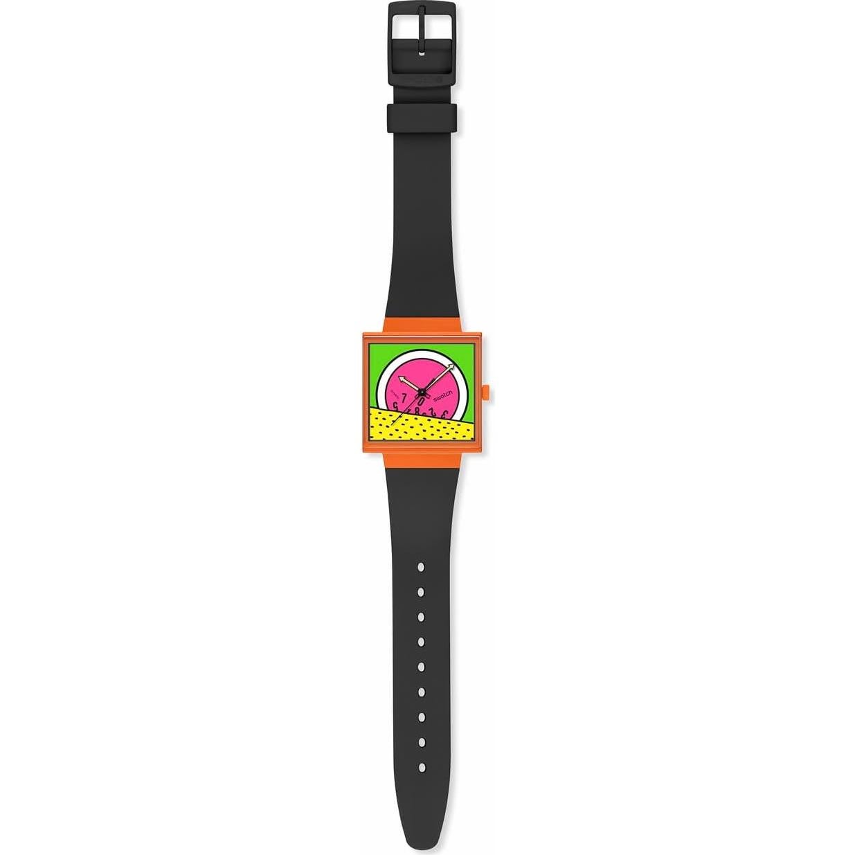 Reloj Swatch Bioceramic Naranja Cuadrado 41.8mm Impermeable
