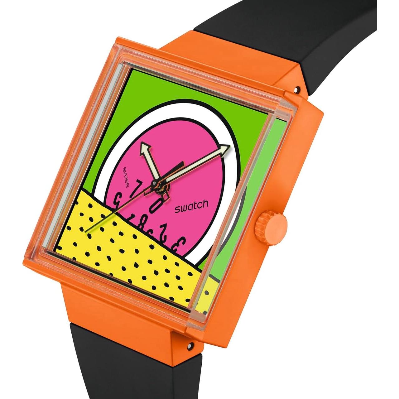 Reloj Swatch Bioceramic Naranja Cuadrado 41.8mm Impermeable