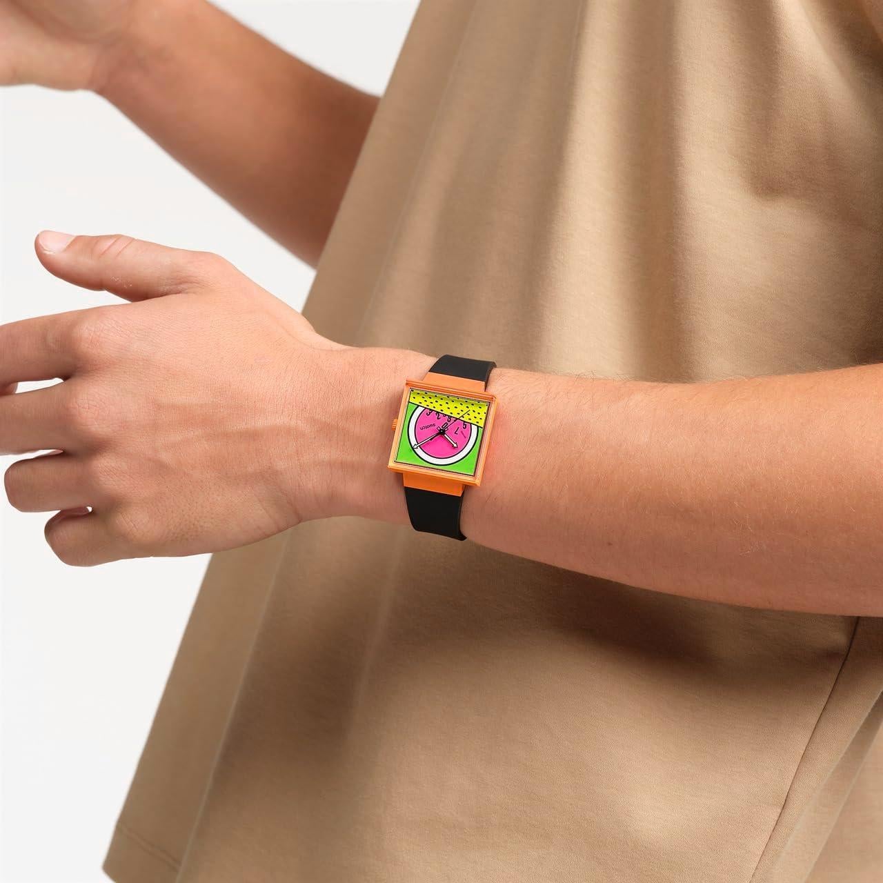 Reloj Swatch Bioceramic Naranja Cuadrado 41.8mm Impermeable