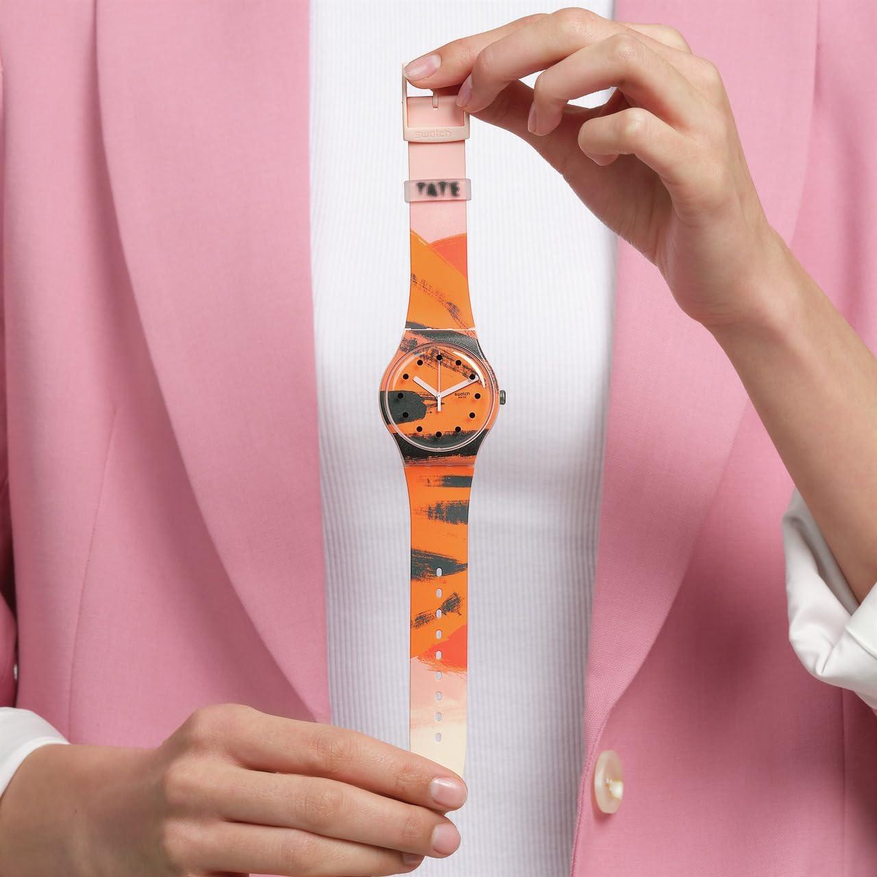 Reloj Unisex Swatch Biocerámico 41mm Rosa y Naranja