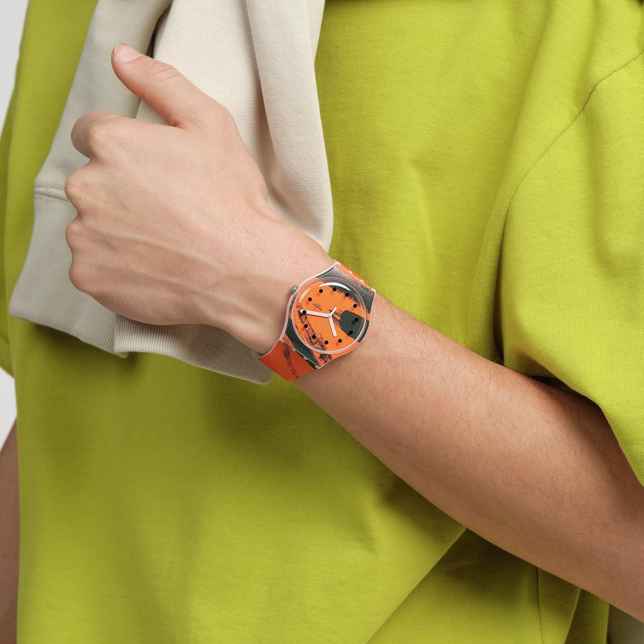 Reloj Unisex Swatch Biocerámico 41mm Rosa y Naranja