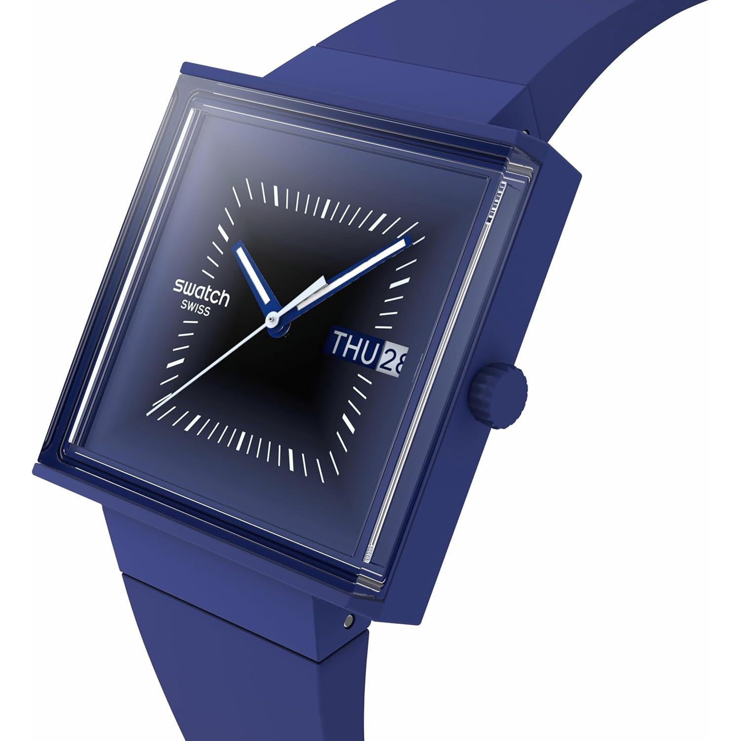 Reloj Unisex Swatch Bioceramic Cuadrado Azul 42mm Cuarzo