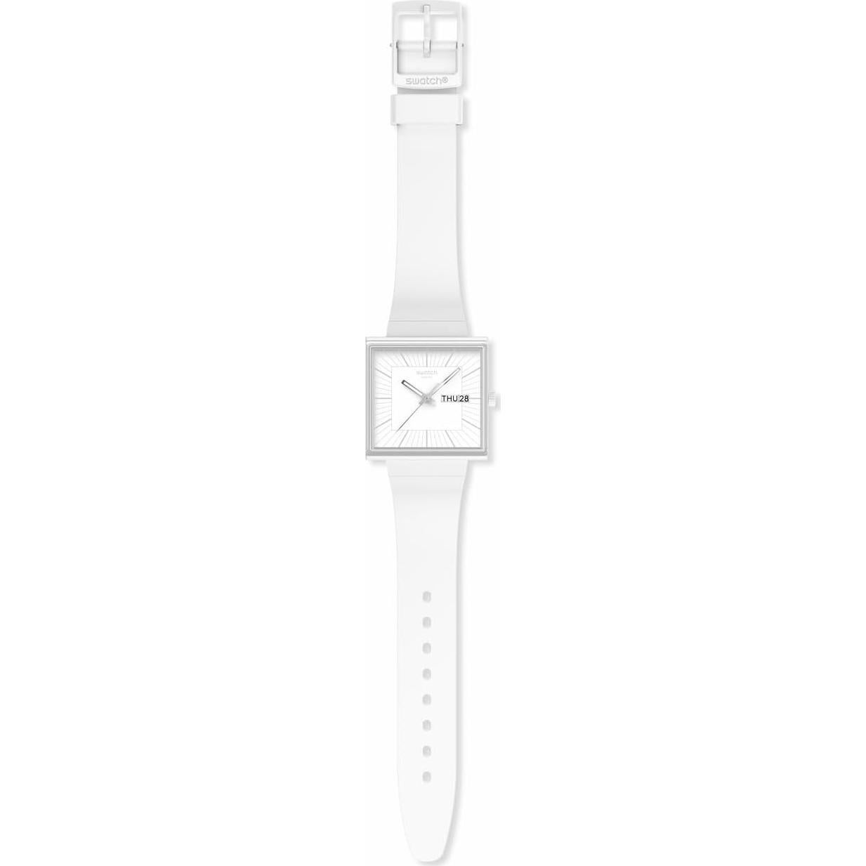 Reloj Swatch Bioceramic Cuadrado Blanco 41.8mm Cuarzo Impermeable