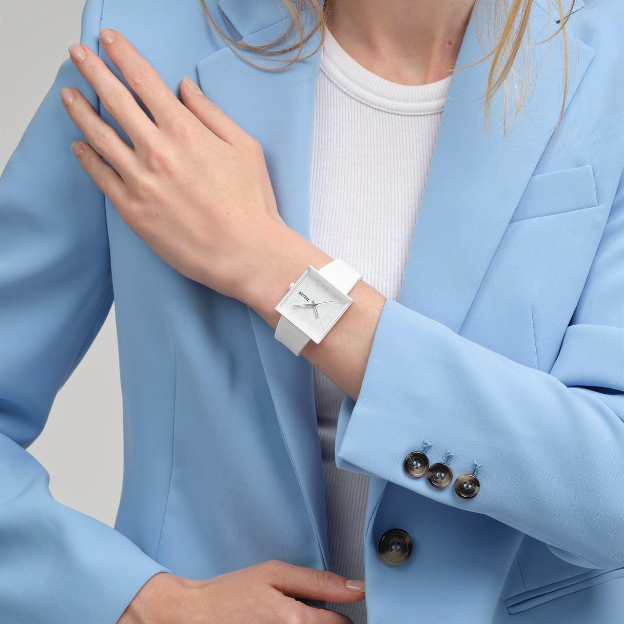 Reloj Swatch Bioceramic Cuadrado Blanco 41.8mm Cuarzo Impermeable