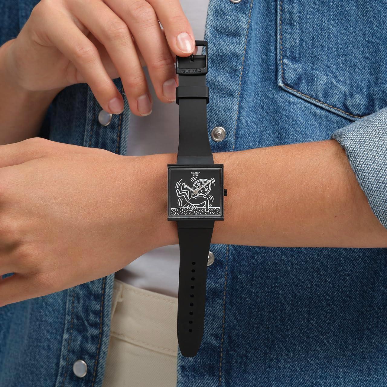 Reloj Swatch Bioceramic Cuadrado Negro 41.8mm Impermeable