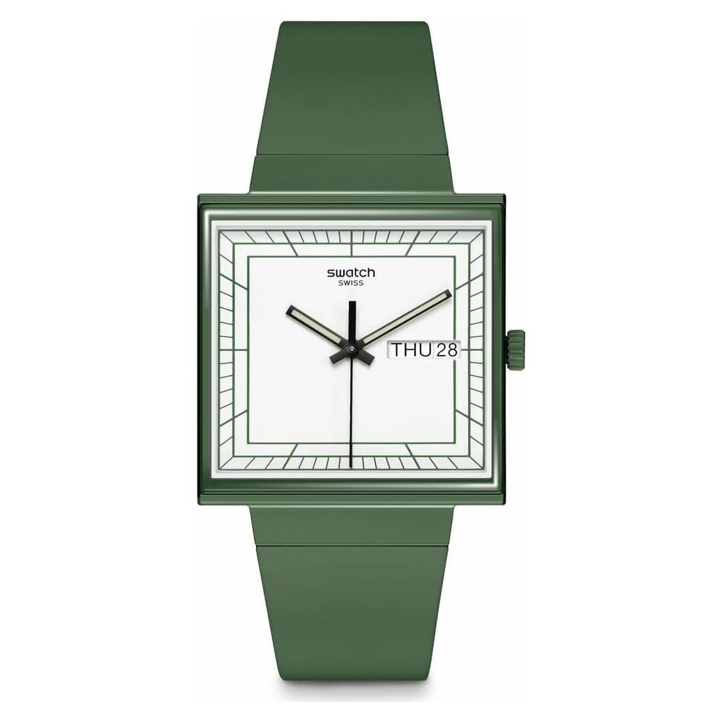 Reloj Swatch Bioceramic Cuadrado Verde Unisex Cuarzo Impermeable