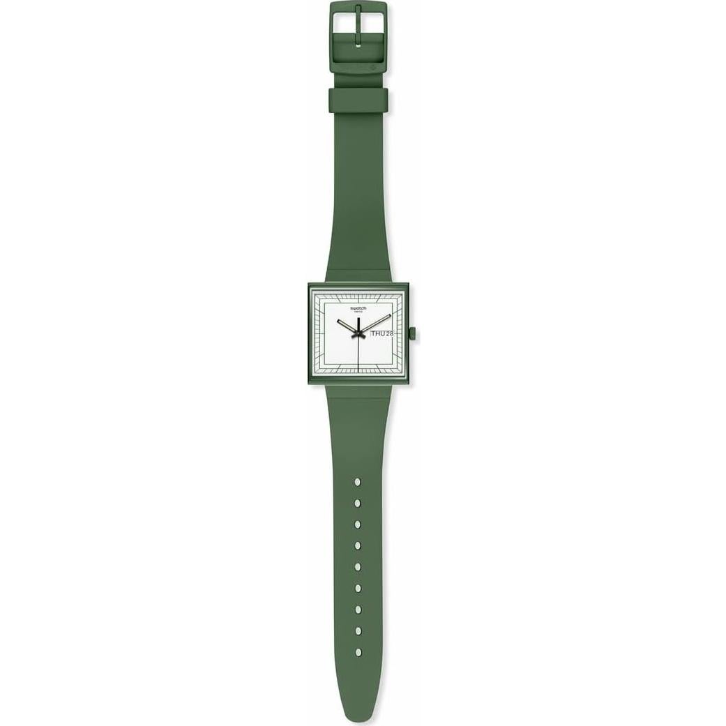 Reloj Swatch Bioceramic Cuadrado Verde Unisex Cuarzo Impermeable