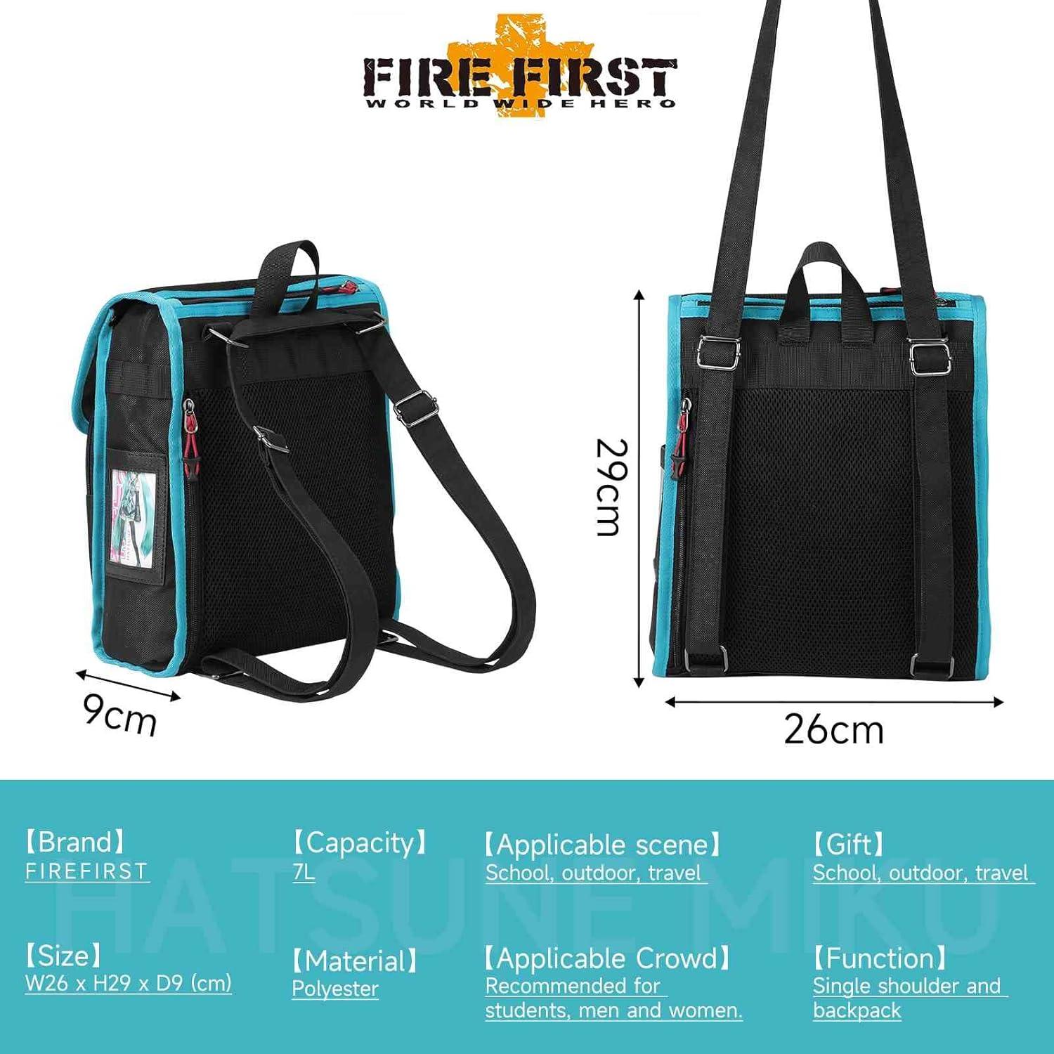 Mochila 2Way FIREFIRST Hatsune Miku Verde 29x26x9 cm