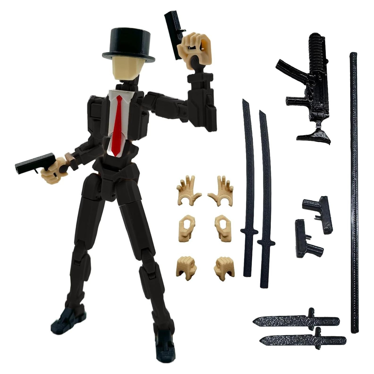 Figura de acción 3D Dummy13 Caballero Negro 14.1 cm con accesorios