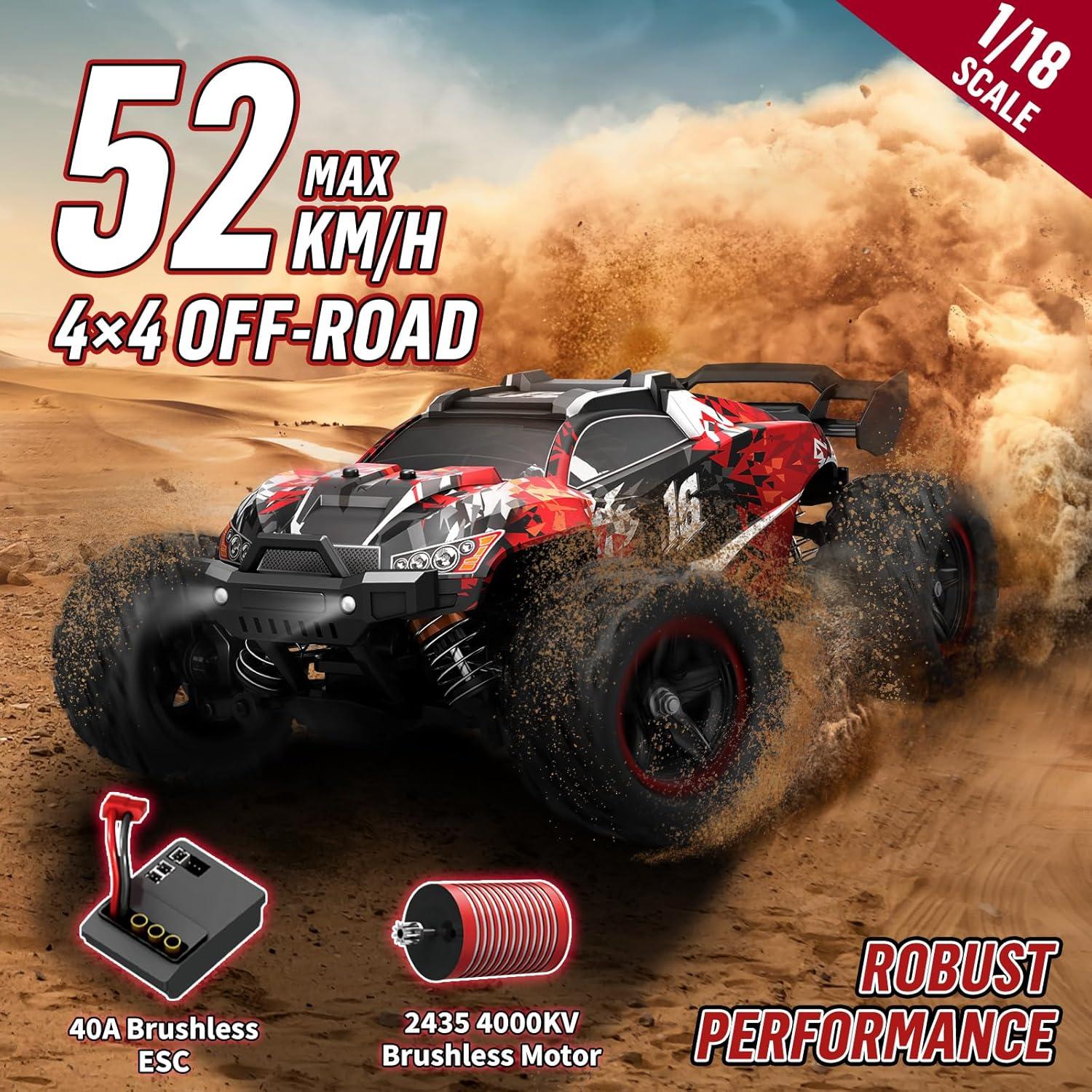 Coche RC Todo Terreno Fuzmo 1/18 Sin Escobillas 52km/h