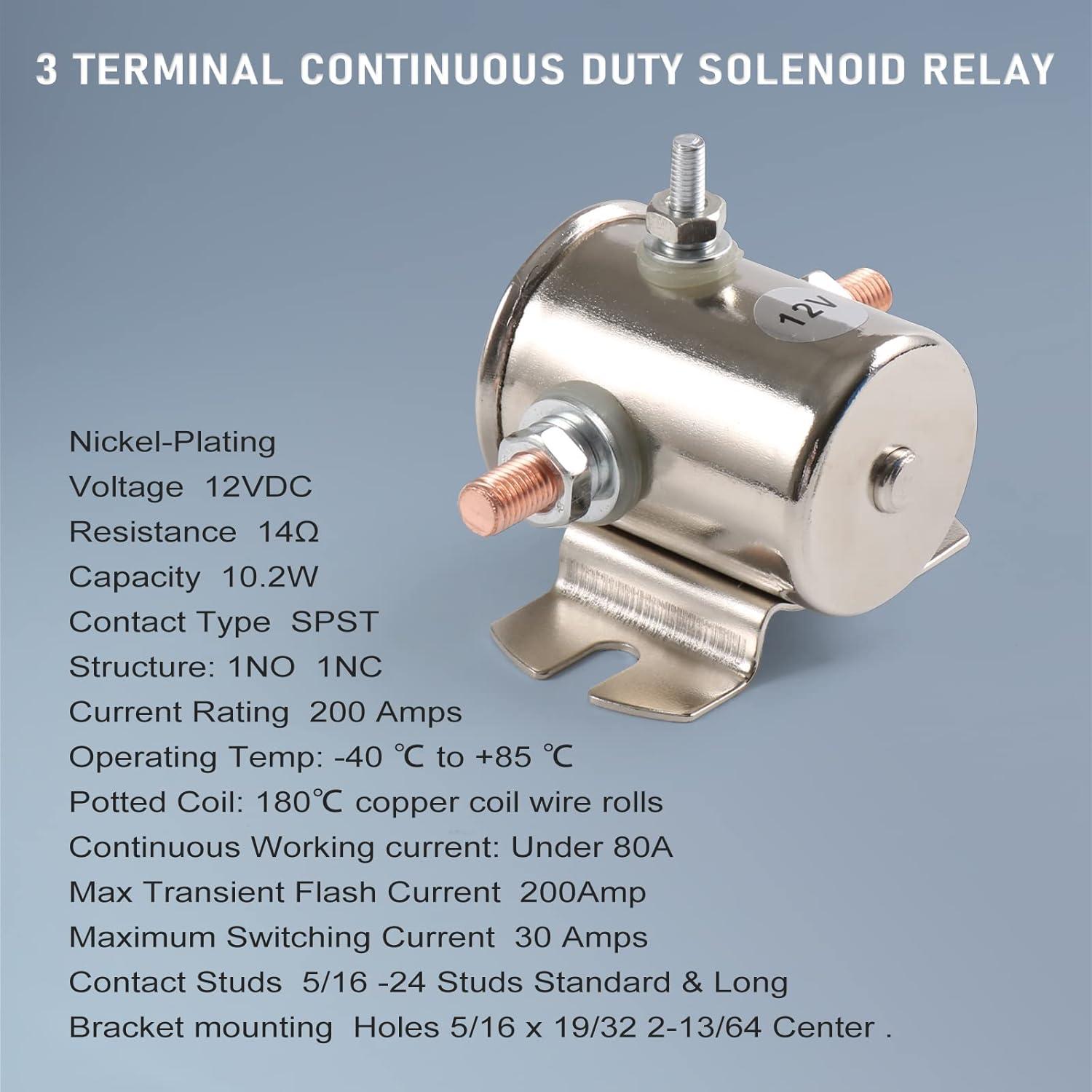 Relé de Solenoide 12V 200A LDMINDA 3 Terminales Automático