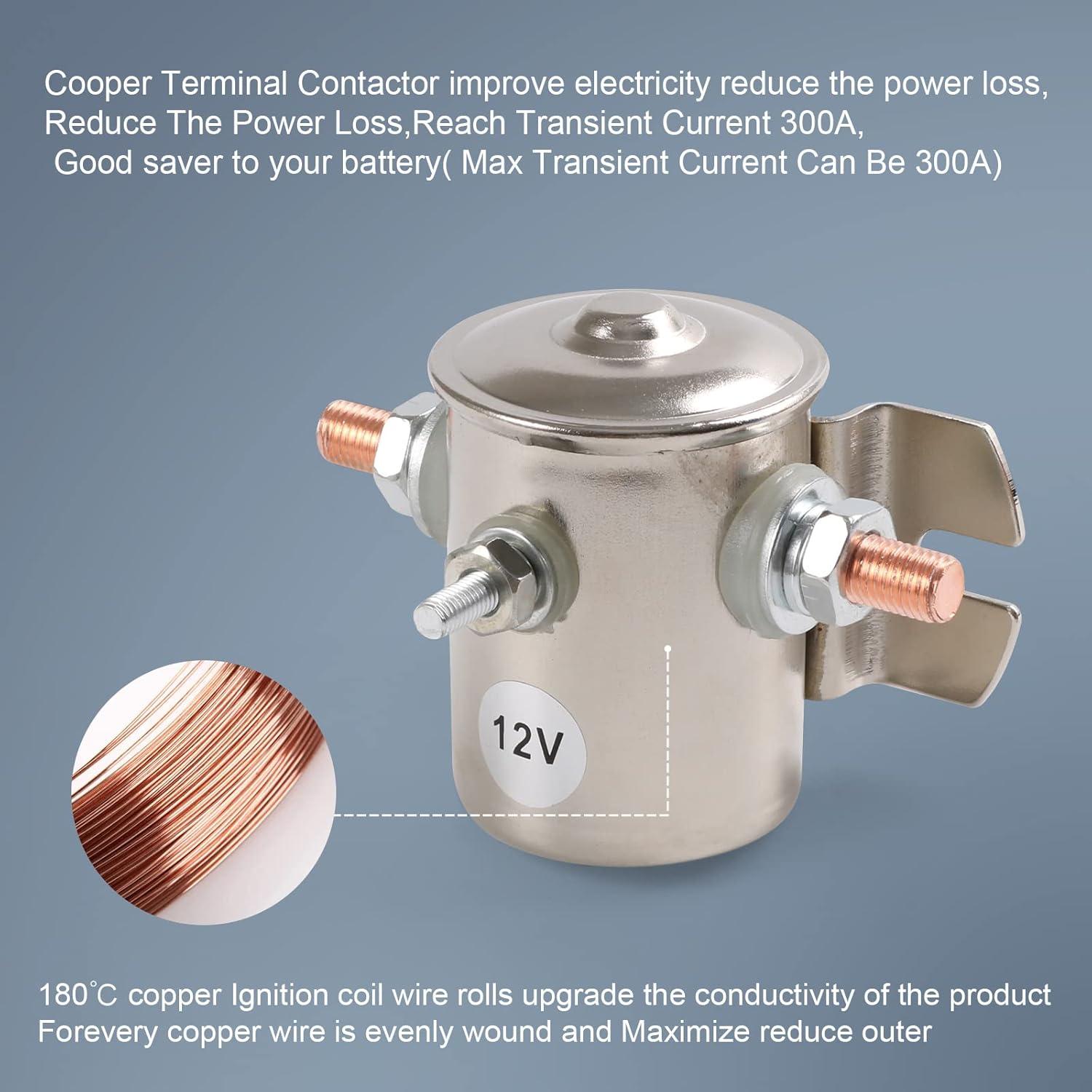 Relé de Solenoide 12V 200A LDMINDA 3 Terminales Automático