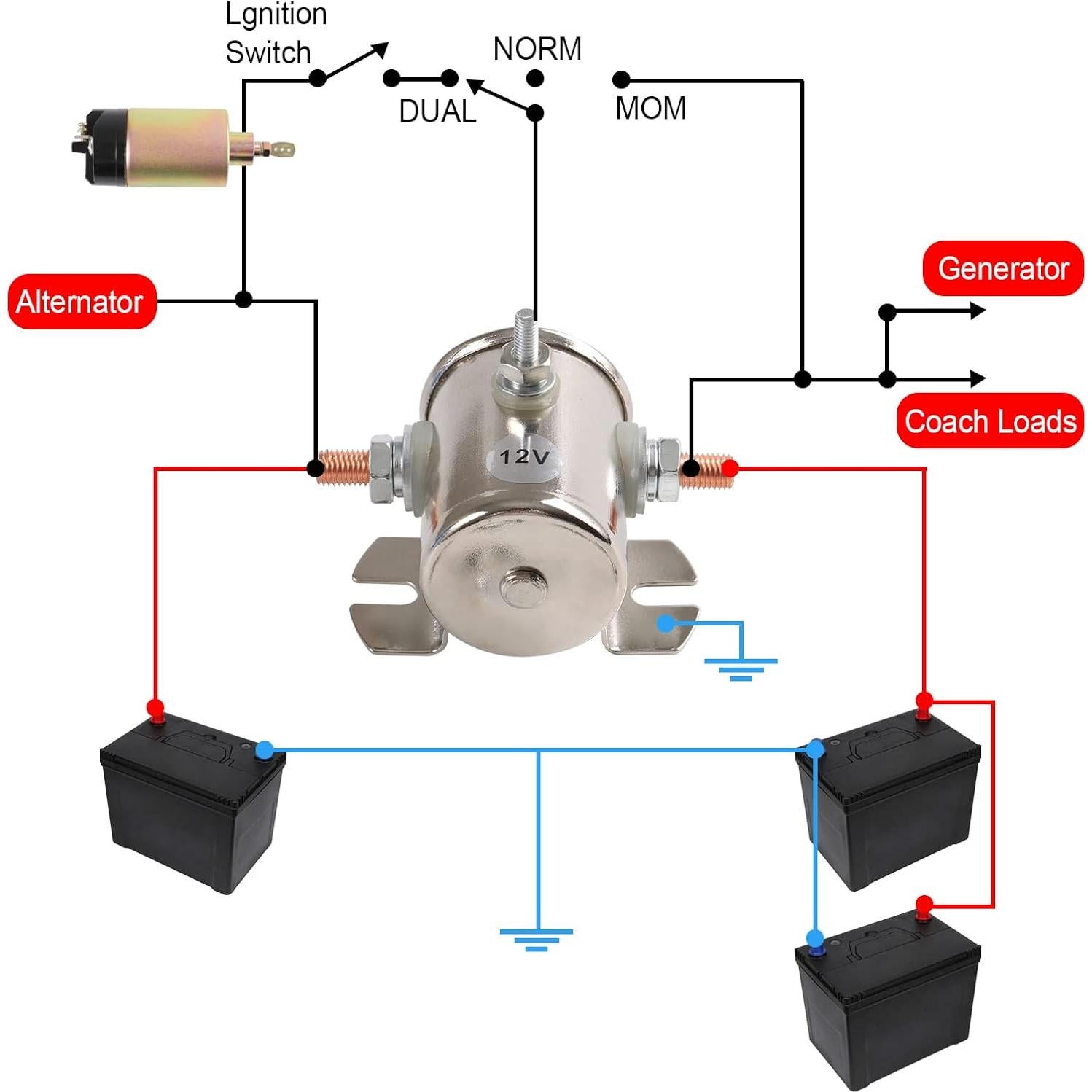 Relé de Solenoide 12V 200A LDMINDA 3 Terminales Automático
