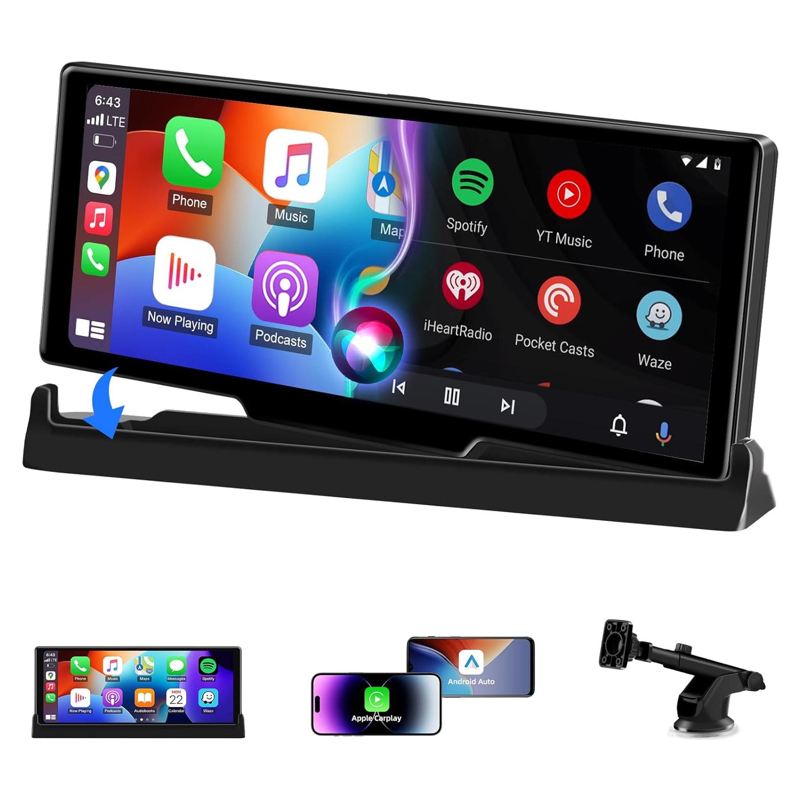 Soporte Pantalla 10.26" Apple CarPlay Jelkuz con Bluetooth