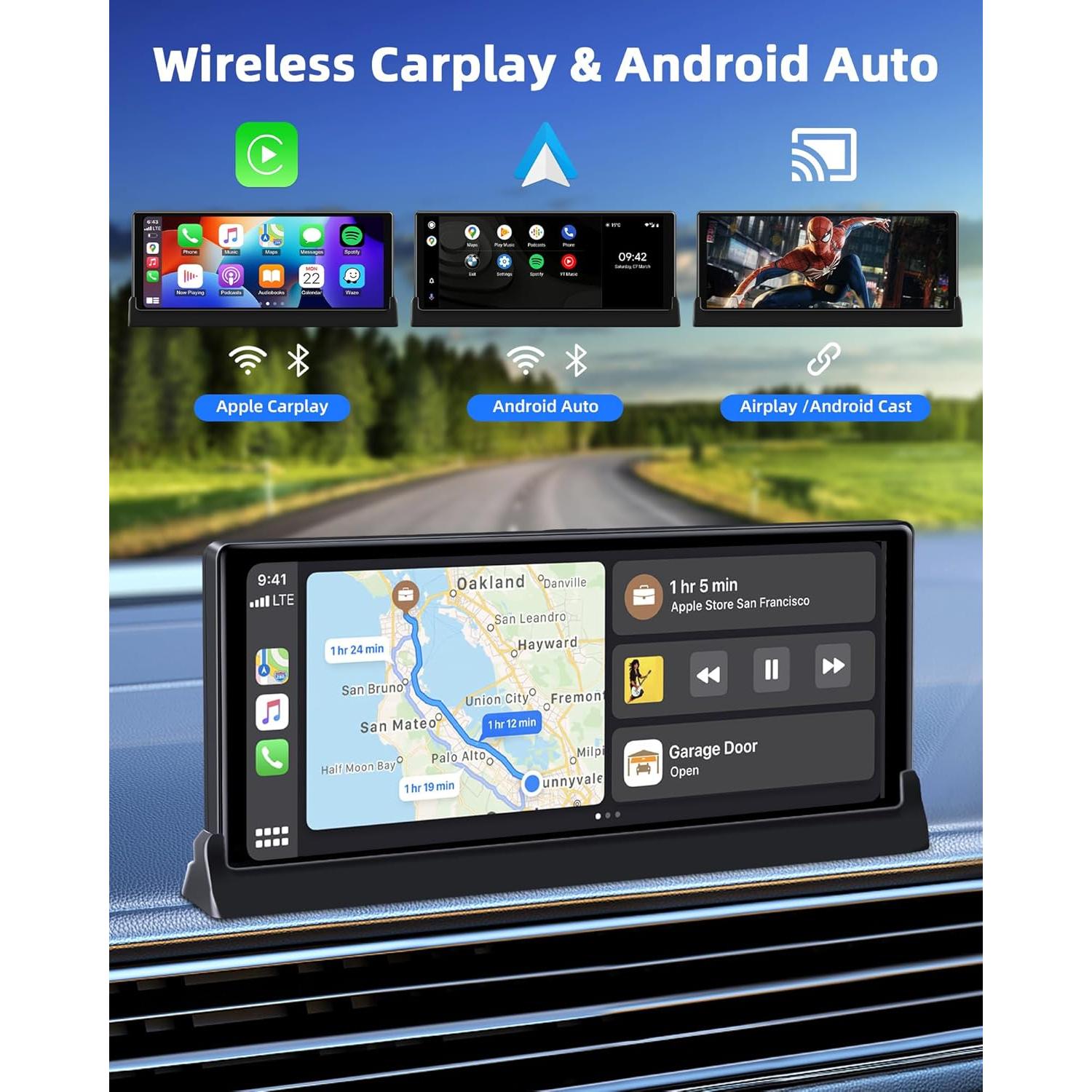 Soporte Pantalla 10.26" Apple CarPlay Jelkuz con Bluetooth