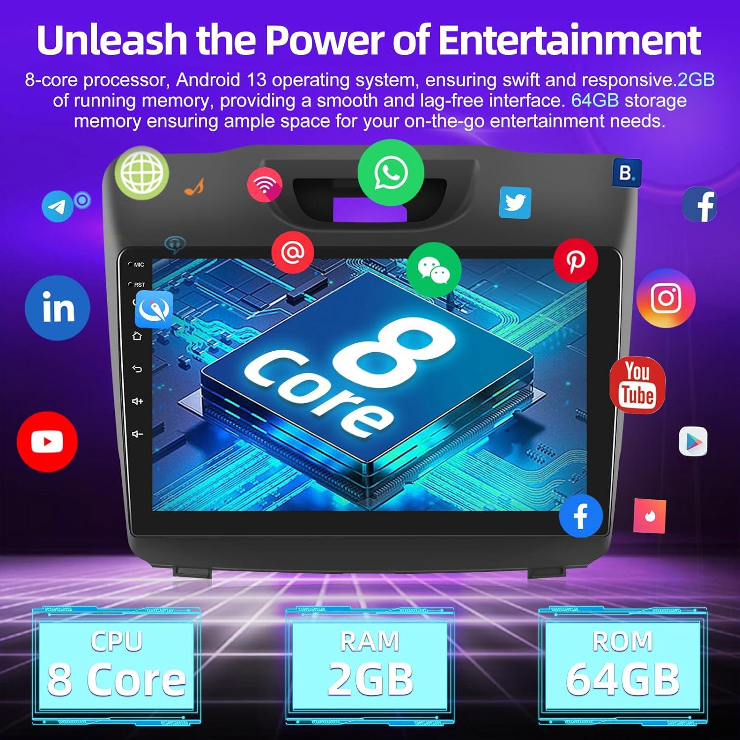 Radio de Coche EKAT para Isuzu D-MAX/MU-X 2015-2018 - 9" Android 13