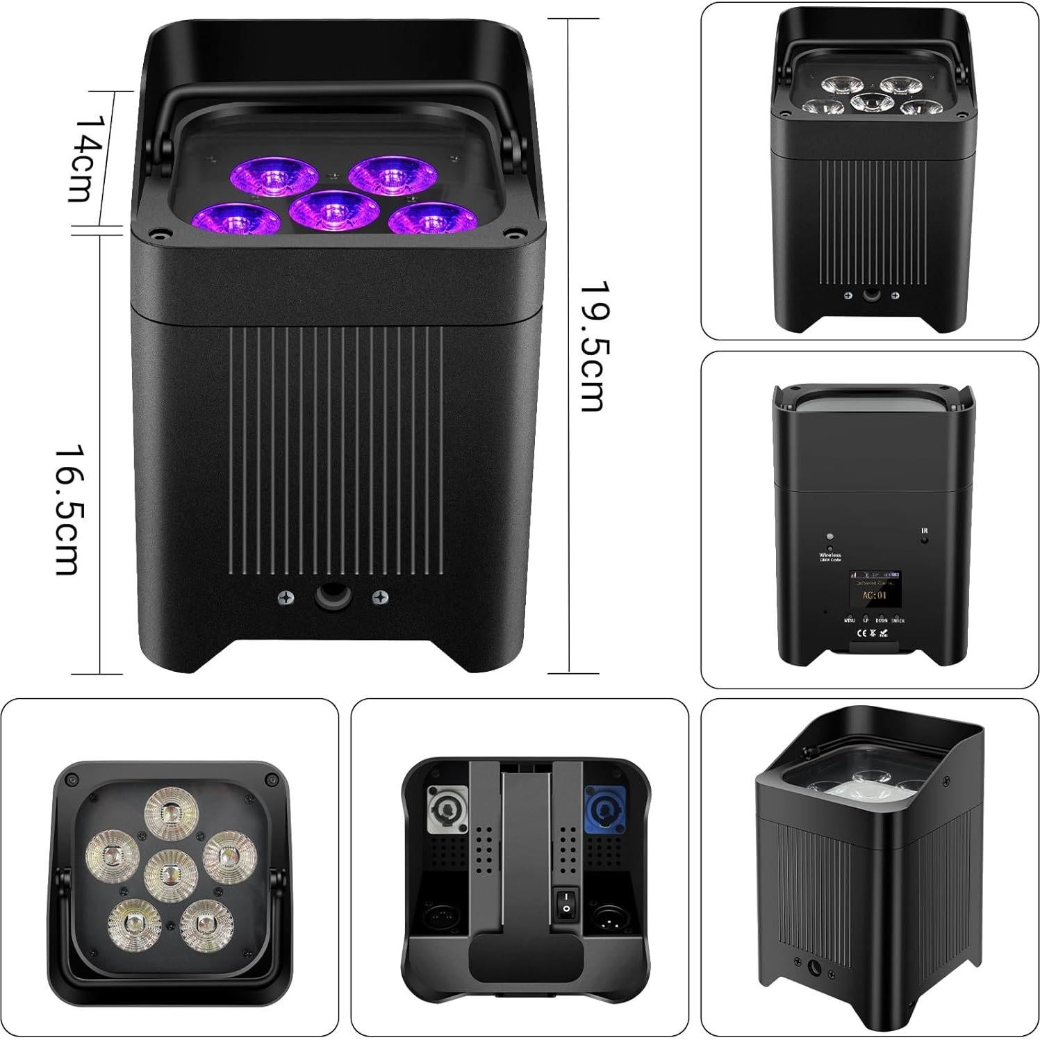 Luz Par Inalámbrica Recargable OPPSK 108W RGBWA+UV 9600mAh