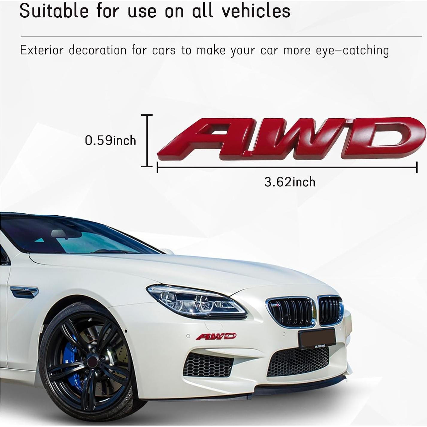 Calcomanía Emblema AWD Dickno Rojo 9.19x1.5cm Universal