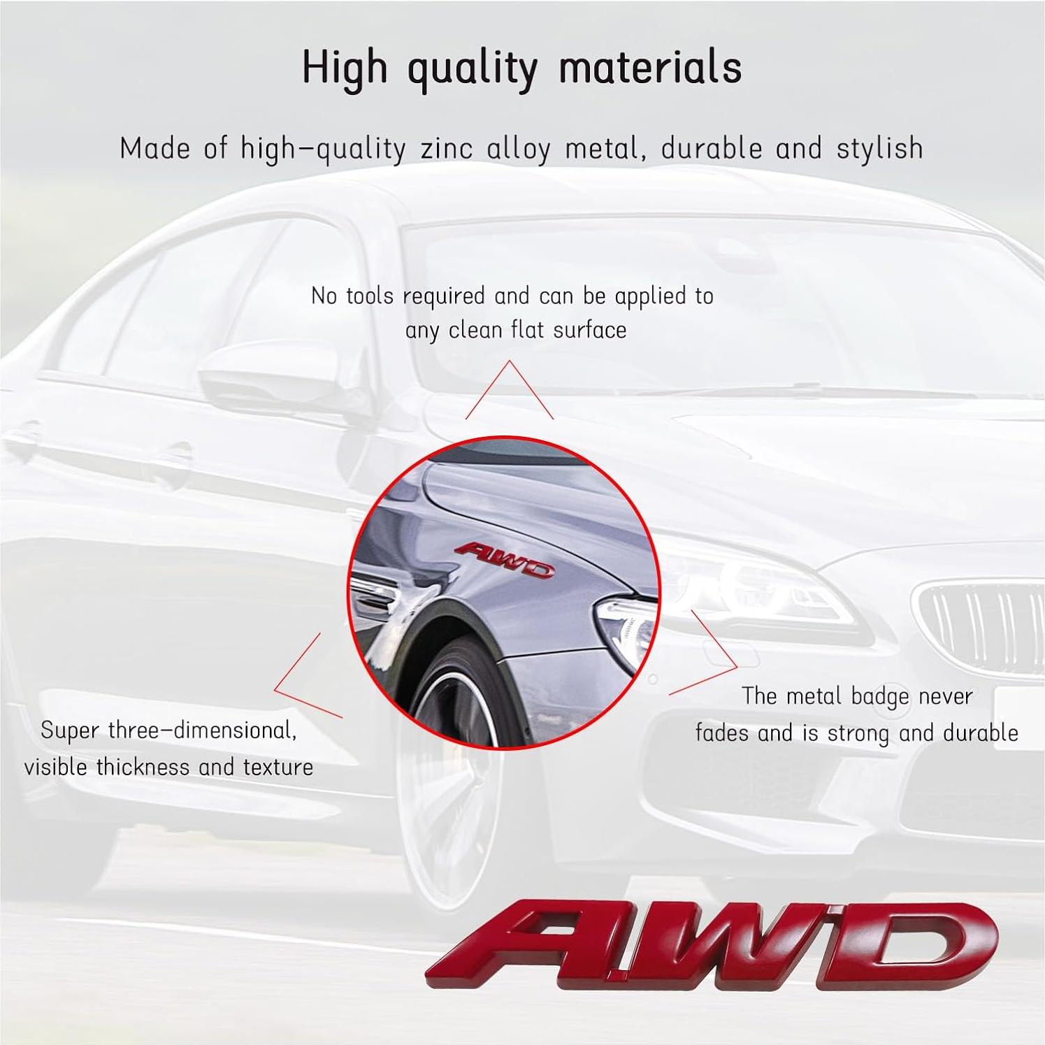 Calcomanía Emblema AWD Dickno Rojo 9.19x1.5cm Universal