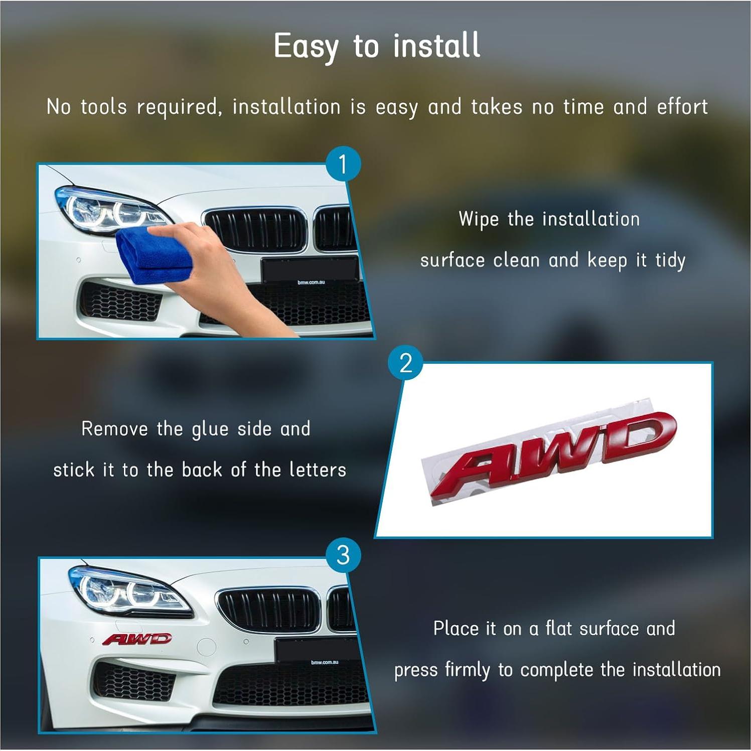 Calcomanía Emblema AWD Dickno Rojo 9.19x1.5cm Universal