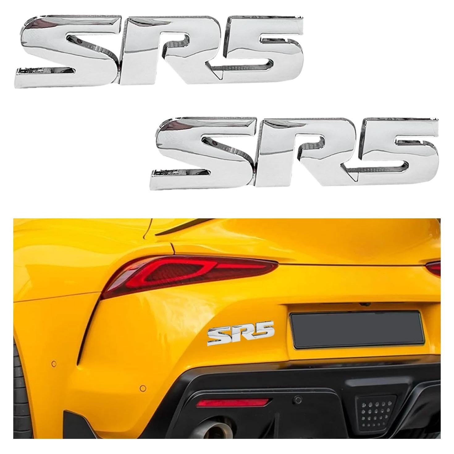 Calcomanías de Emblema de Metal Dickno SR5 V6 2 Piezas Plata