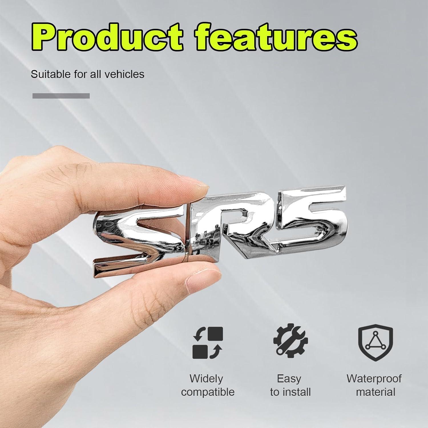 Calcomanías de Emblema de Metal Dickno SR5 V6 2 Piezas Plata